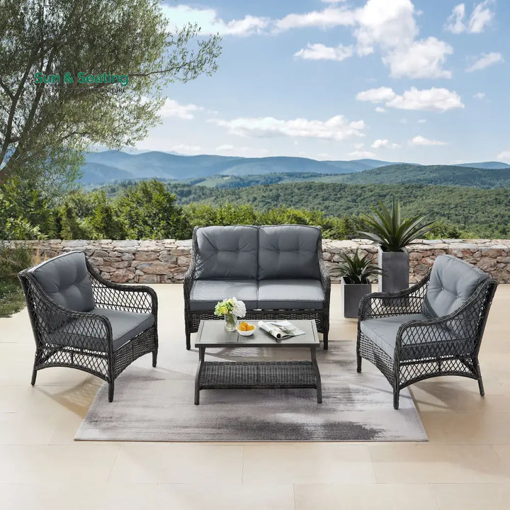 Mishil Outdoor Sofa Set 2 Seater 2 Single seater and 1 Center Table (Grey) Sofa Sets