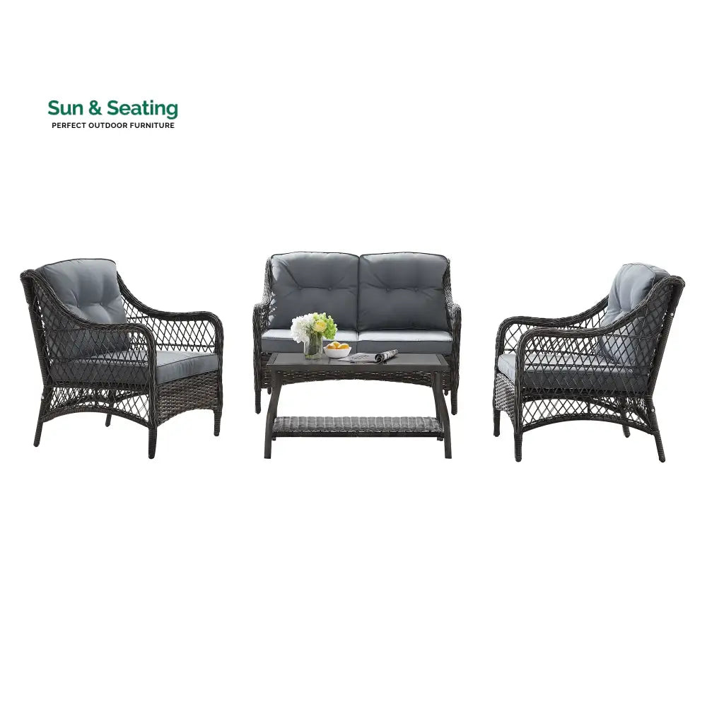 Mishil Outdoor Sofa Set 2 Seater 2 Single seater and 1 Center Table (Grey) Sofa Sets
