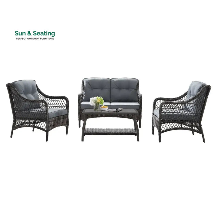 Mishil Outdoor Sofa Set 2 Seater 2 Single seater and 1 Center Table (Grey) Sofa Sets