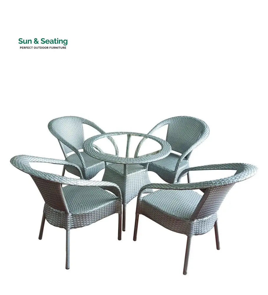 Mishka Outdoor Patio Seating Set 4 Chairs and 1 Table Set (Silver) Coffee Table Sets