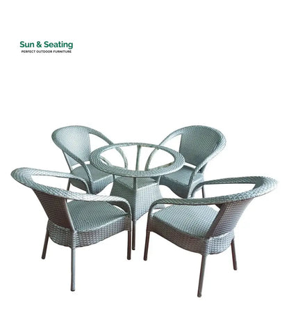 Mishka Outdoor Patio Seating Set 4 Chairs and 1 Table Set (Silver) Coffee Table Sets