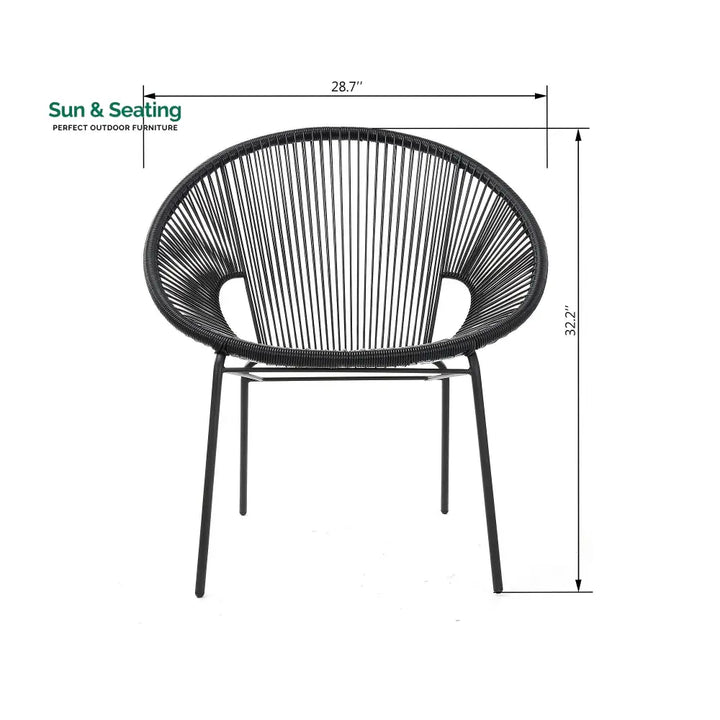 Misht Outdoor Patio Seating Set 2 Chairs and 1 Table Set (Black) Coffee Table Sets