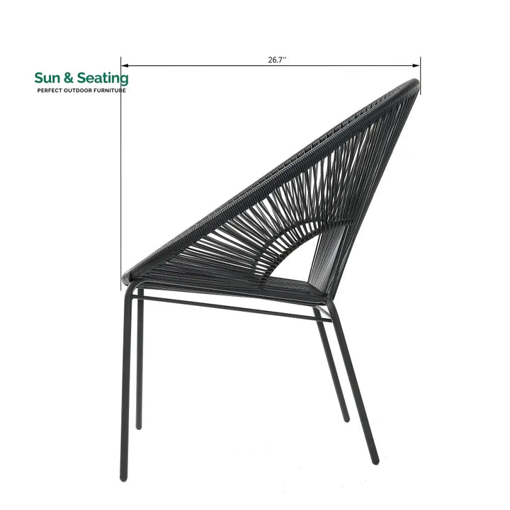 Misht Outdoor Patio Seating Set 2 Chairs and 1 Table Set (Black) Coffee Table Sets