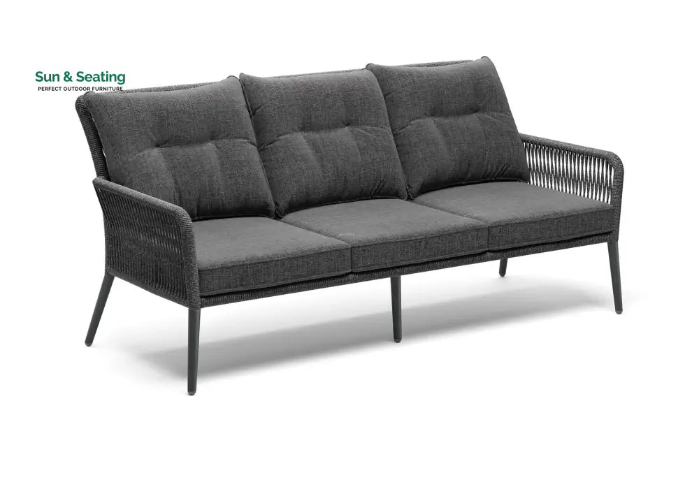 Mitya Outdoor Garden Balcony Sofa Set 5 Seater and 1 Center Table Set Braid &amp; Rope (Dark + Grey) Sofa Sets