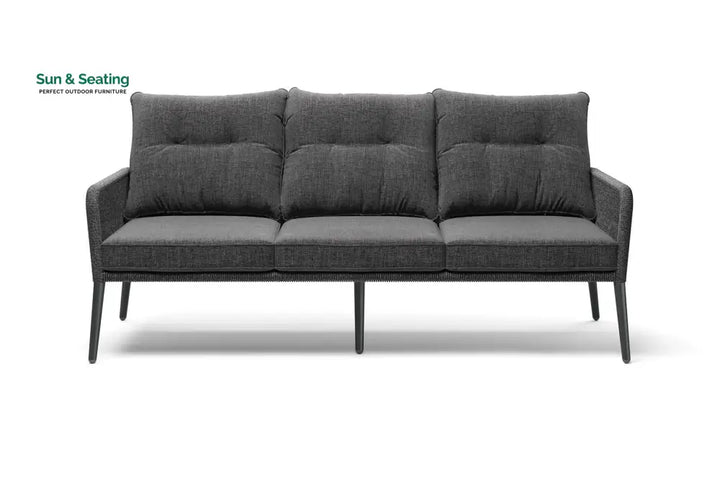 Mitya Outdoor Garden Balcony Sofa Set 5 Seater and 1 Center Table Set Braid &amp; Rope (Dark + Grey) Sofa Sets