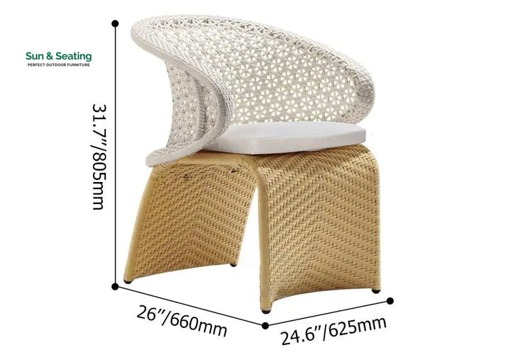 Modero Outdoor Patio Seating Set 6 Chairs and 1 Table Set (Tan + White) Dining sets