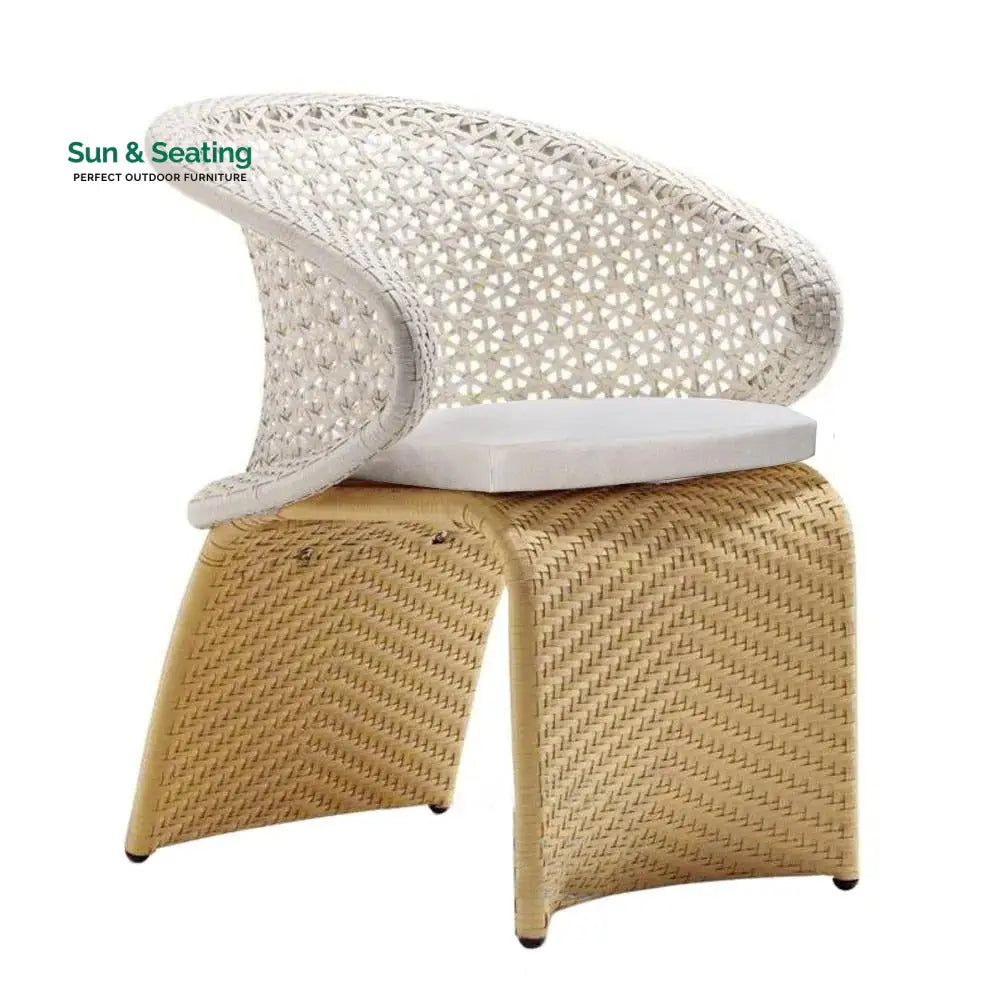 Modero Outdoor Patio Seating Set 6 Chairs and 1 Table Set (Tan + White) Dining sets