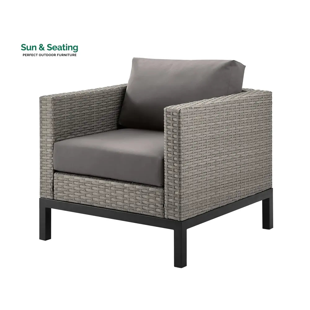 Modolo Outdoor Garden Balcony Sofa Set 2 Seater 2 Single seater and Ottoman Set (Grey) Sofa Sets