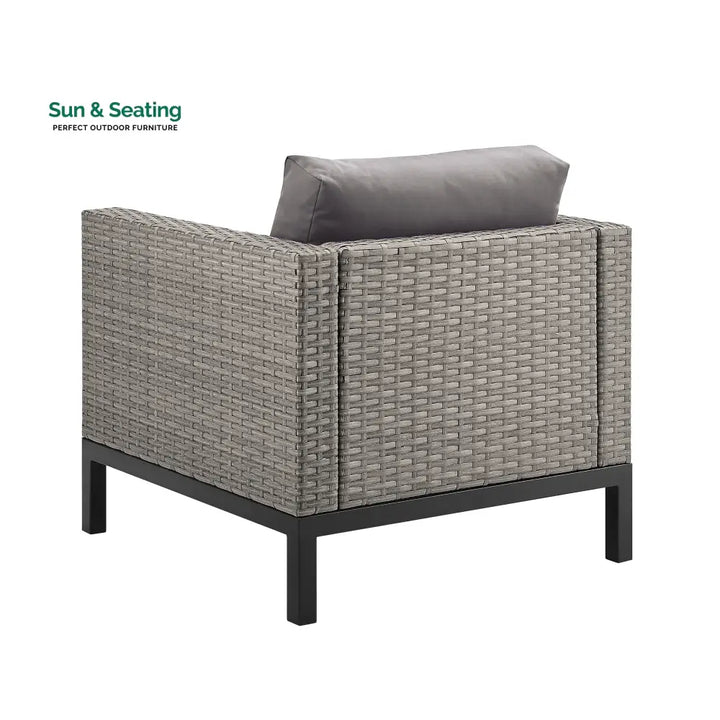 Modolo Outdoor Garden Balcony Sofa Set 2 Seater 2 Single seater and Ottoman Set (Grey) Sofa Sets