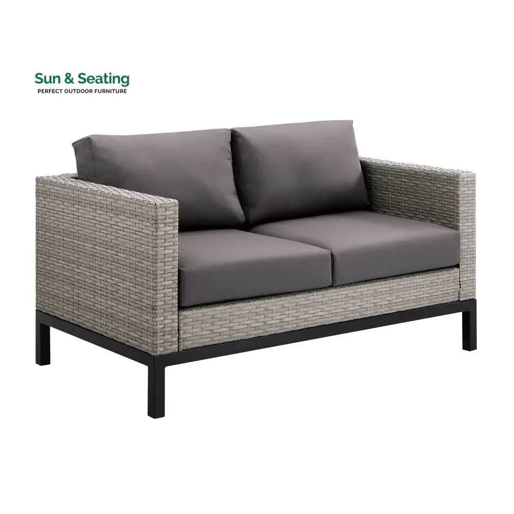 Modolo Outdoor Garden Balcony Sofa Set 2 Seater 2 Single seater and Ottoman Set (Grey) Sofa Sets