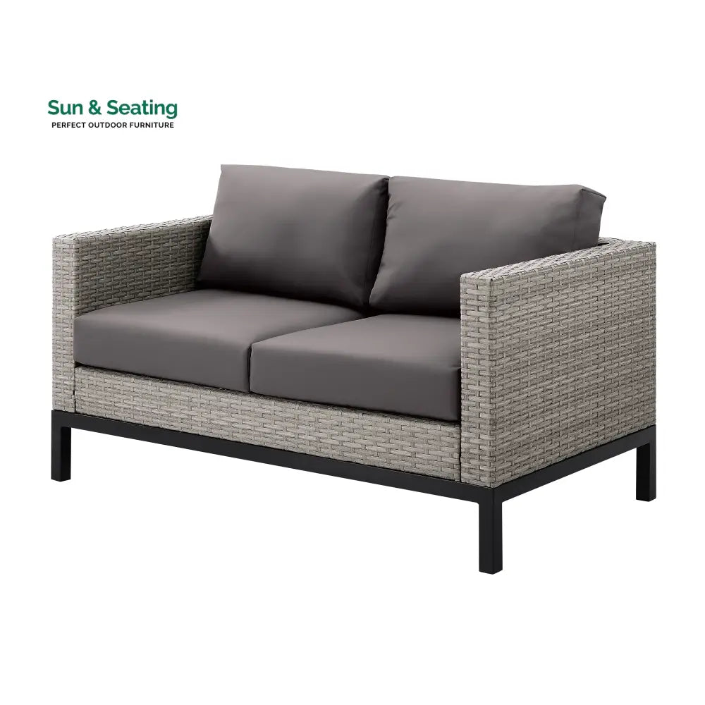 Modolo Outdoor Garden Balcony Sofa Set 2 Seater 2 Single seater and Ottoman Set (Grey) Sofa Sets