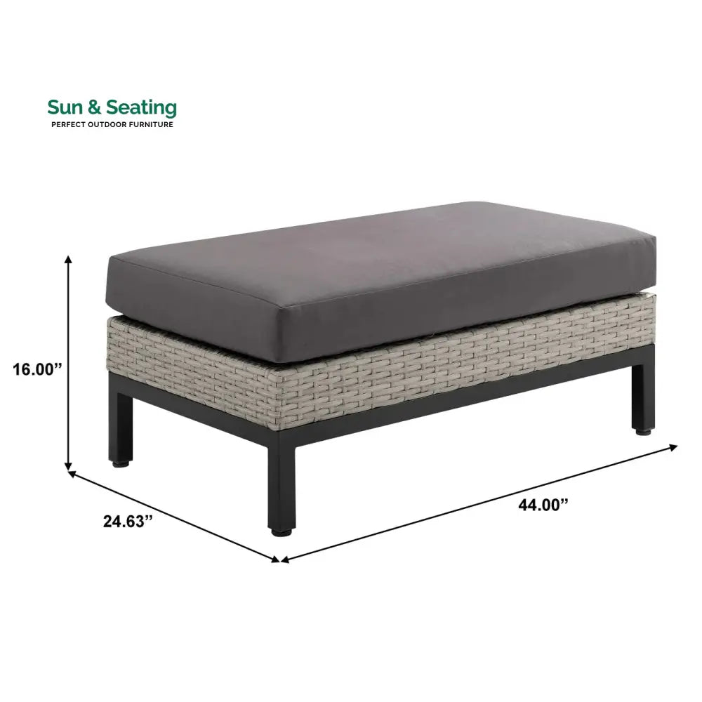 Modolo Outdoor Garden Balcony Sofa Set 2 Seater 2 Single seater and Ottoman Set (Grey) Sofa Sets
