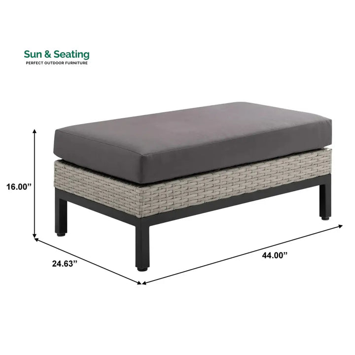 Modolo Outdoor Garden Balcony Sofa Set 2 Seater 2 Single seater and Ottoman Set (Grey) Sofa Sets