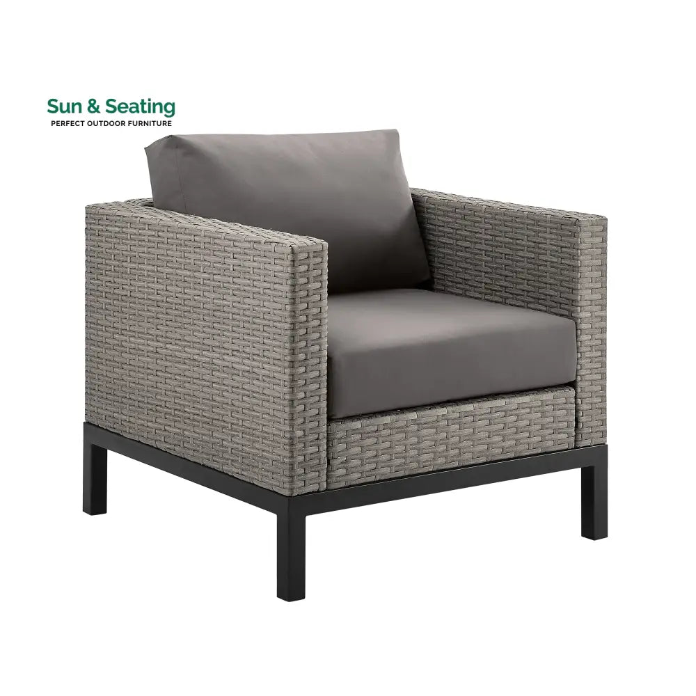 Modolo Outdoor Garden Balcony Sofa Set 2 Seater 2 Single seater and Ottoman Set (Grey) Sofa Sets