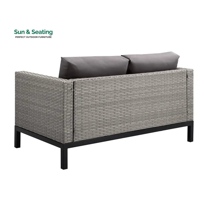 Modolo Outdoor Garden Balcony Sofa Set 2 Seater 2 Single seater and Ottoman Set (Grey) Sofa Sets