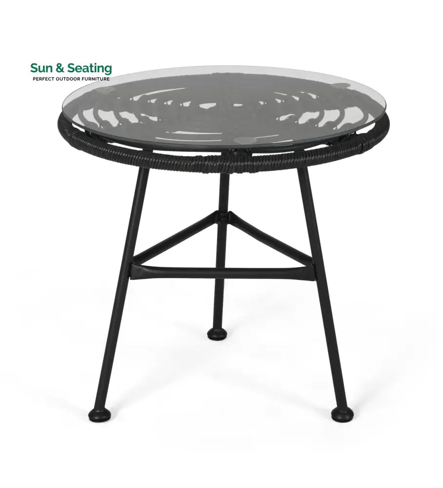 Mohak Outdoor Patio Seating Set 2 Chairs and 1 Table Set (Black) Coffee Table Sets