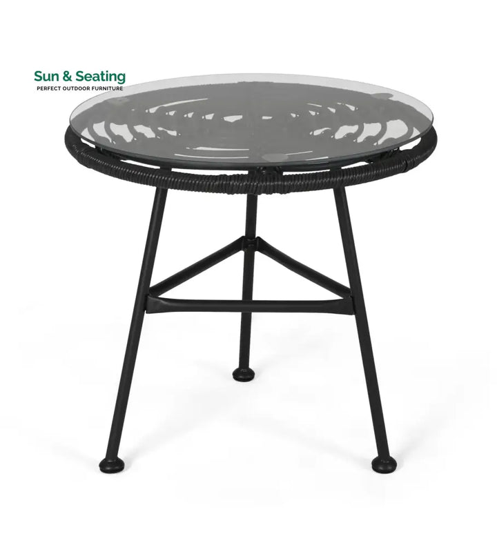 Mohak Outdoor Patio Seating Set 2 Chairs and 1 Table Set (Black) Coffee Table Sets