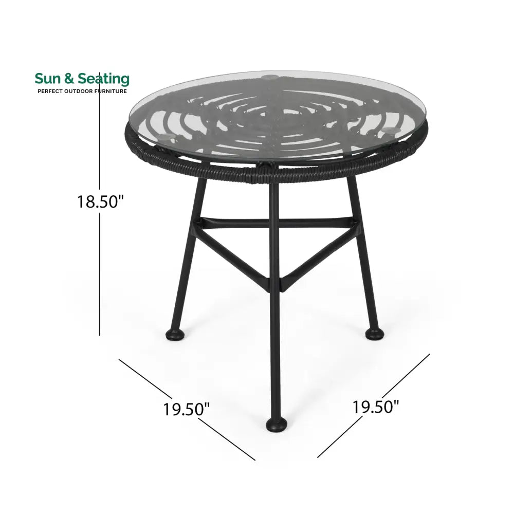 Mohak Outdoor Patio Seating Set 2 Chairs and 1 Table Set (Black) Coffee Table Sets