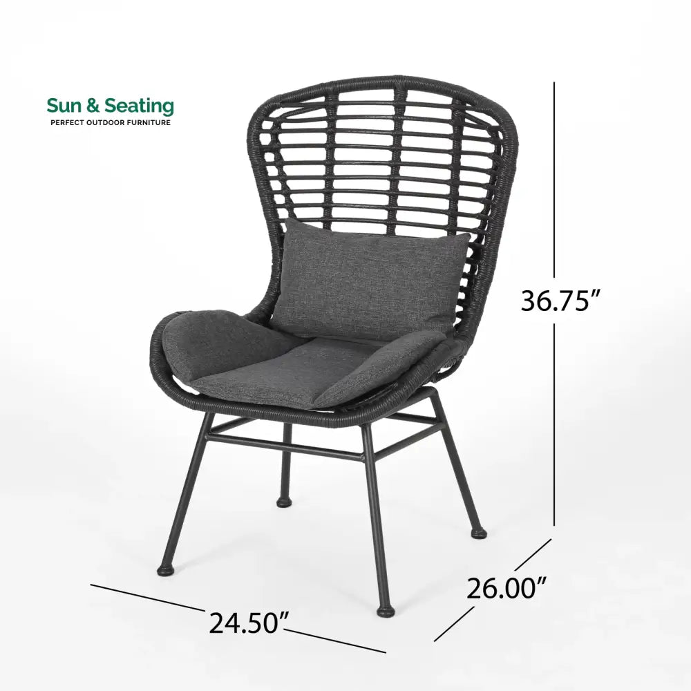 Mohak Outdoor Patio Seating Set 2 Chairs and 1 Table Set (Black) Coffee Table Sets