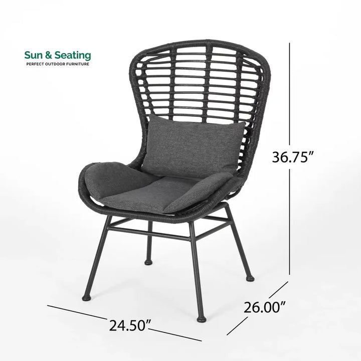 Mohak Outdoor Patio Seating Set 2 Chairs and 1 Table Set (Black) Coffee Table Sets