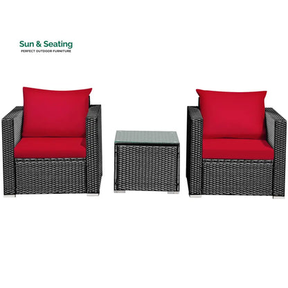 Monaldo Outdoor Sofa Set 2 Single seater and 1 Center Table (Black + Red) Sofa Sets
