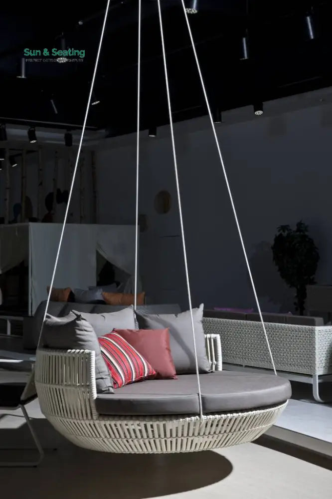 Monkid Three Seater Hanging Swing Without Stand For Balcony Garden Swing (Cream) Swings