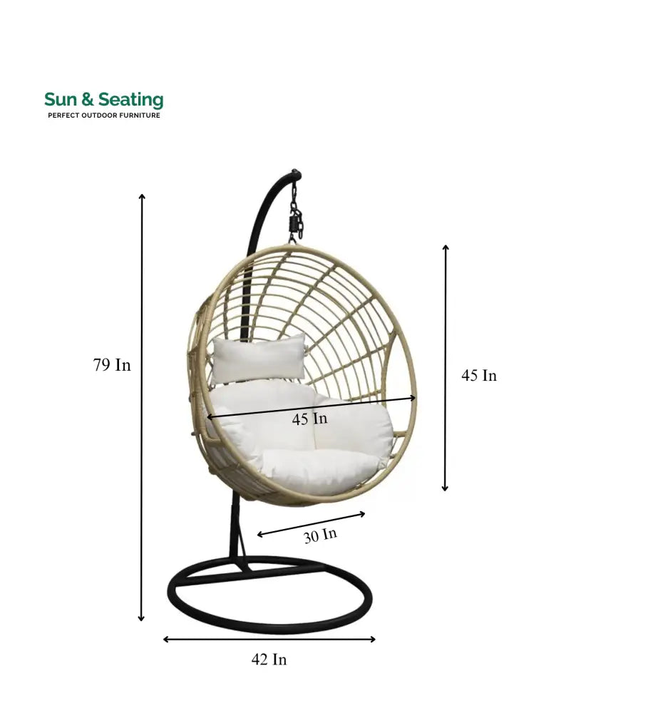 Montalti Single Seater Hanging Swing With Stand For Balcony Garden Swing (Gold) Swings