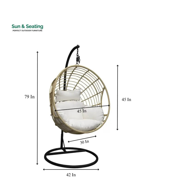 Montalti Single Seater Hanging Swing With Stand For Balcony Garden Swing (Gold) Swings