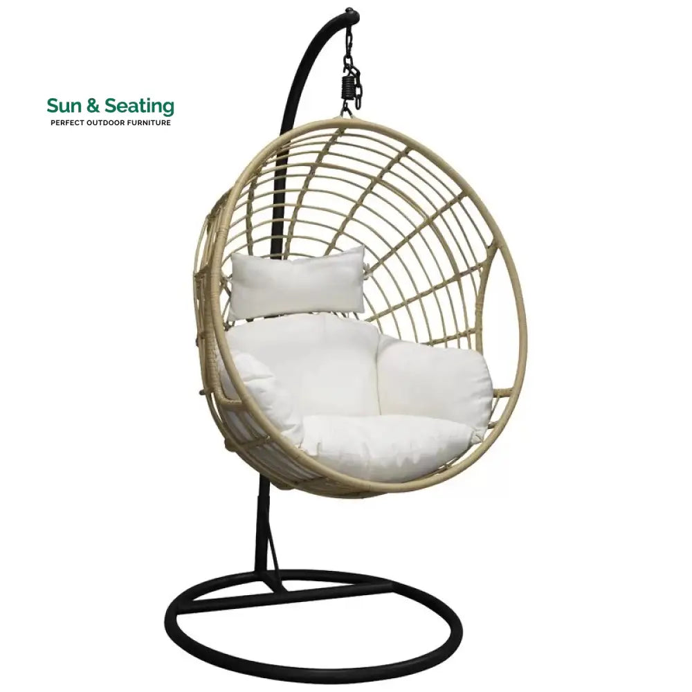 Montalti Single Seater Hanging Swing With Stand For Balcony Garden Swing (Gold) Swings