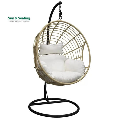 Montalti Single Seater Hanging Swing With Stand For Balcony Garden Swing (Gold) Swings