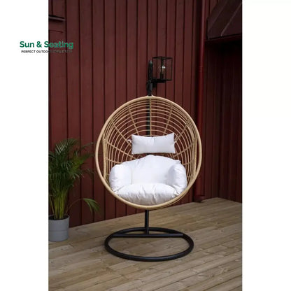 Montalti Single Seater Hanging Swing With Stand For Balcony Garden Swing (Gold) Swings