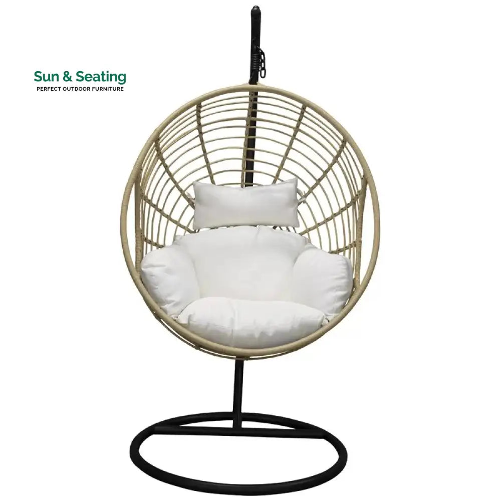 Montalti Single Seater Hanging Swing With Stand For Balcony Garden Swing (Gold) Swings