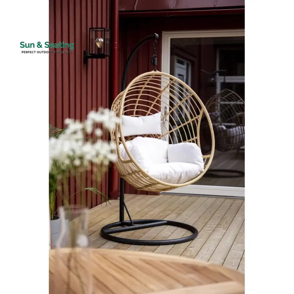 Montalti Single Seater Hanging Swing With Stand For Balcony Garden Swing (Gold) Swings