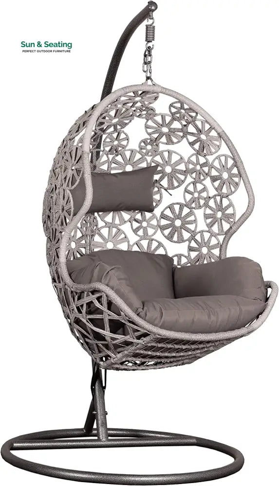 Montes Single Seater Hanging Swing With Stand For Balcony Garden (Brown) Braided &amp; Rope Swings