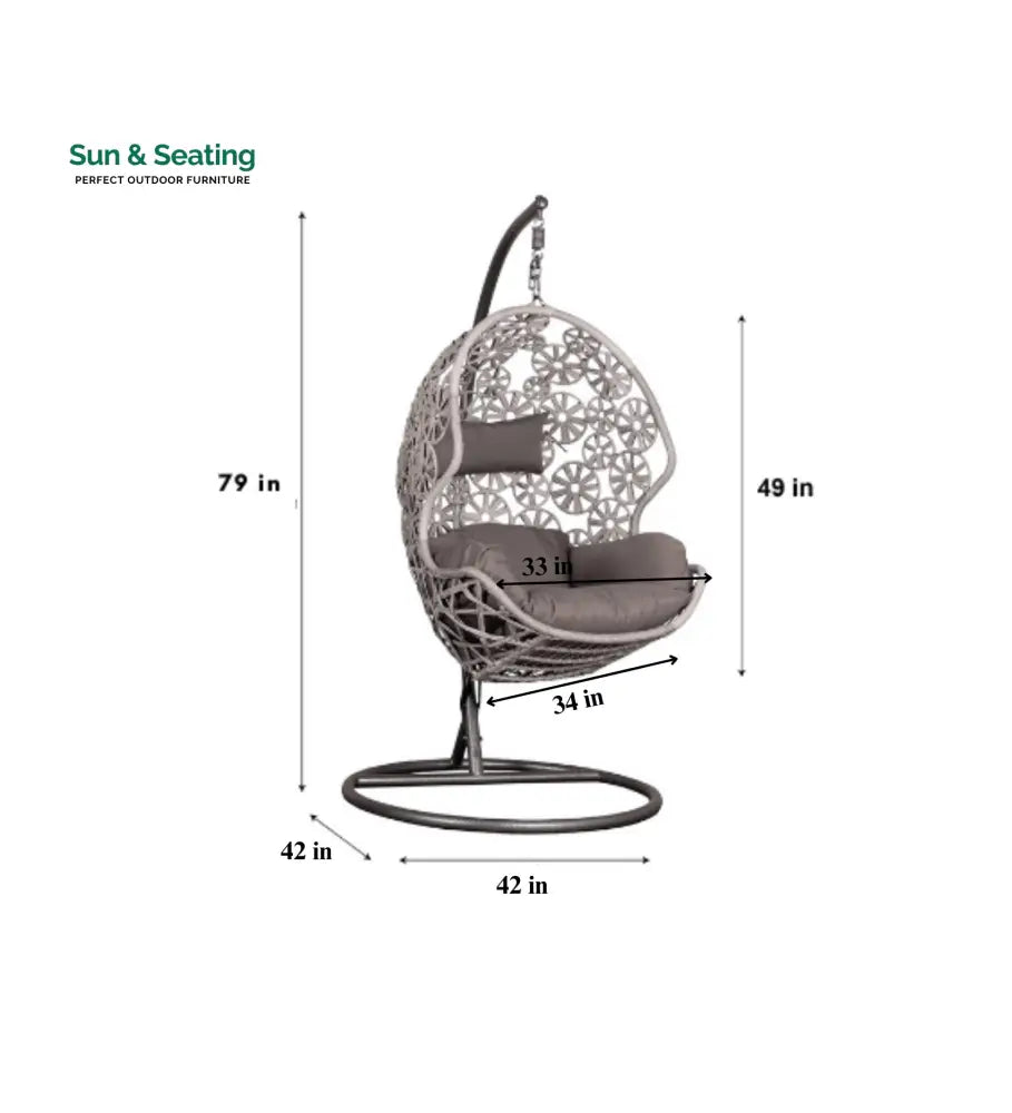 Montes Single Seater Hanging Swing With Stand For Balcony Garden (Brown) Braided &amp; Rope Swings
