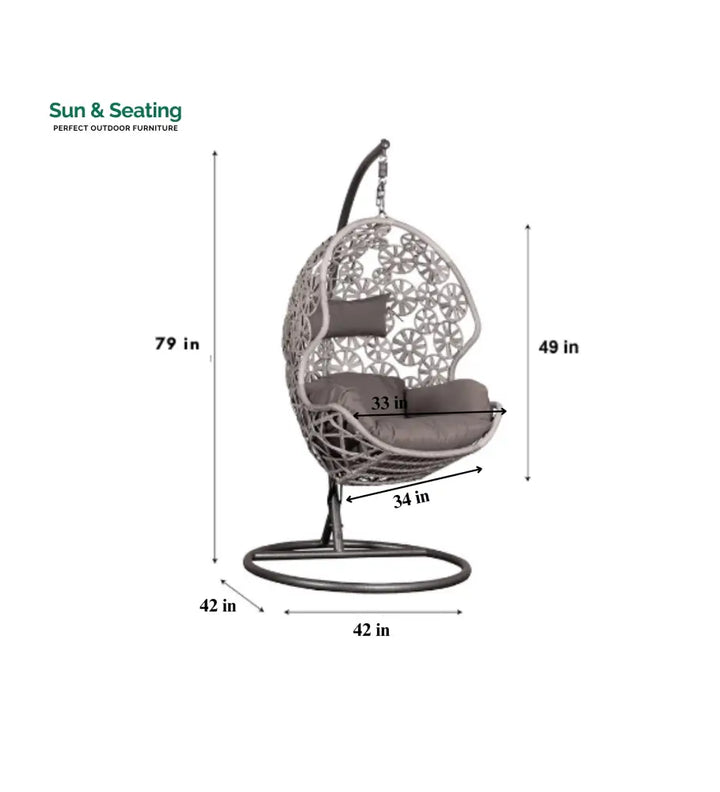 Montes Single Seater Hanging Swing With Stand For Balcony Garden (Brown) Braided &amp; Rope Swings