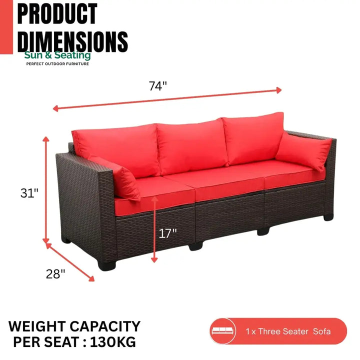 Montserrat 3-Seater Outdoor Rattan Wicker Patio Sofa Sofa Set