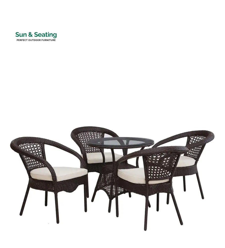 Moonpie Outdoor Patio Seating Set 4 Chairs and 1 Table Set (Dark Brown) Coffee Table Sets
