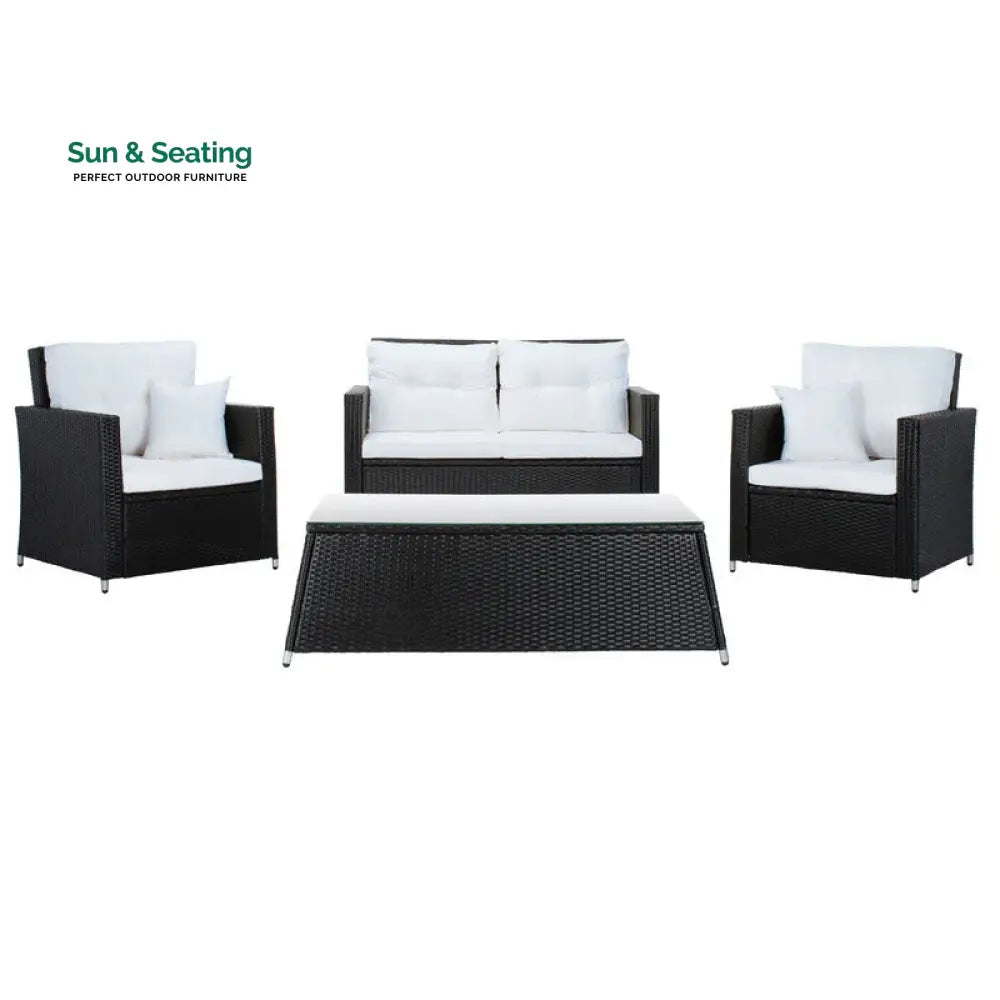 Moreau Outdoor Sofa Set 2 Seater 2 Single seater and 1 Center Table (Black + White) Sofa Sets