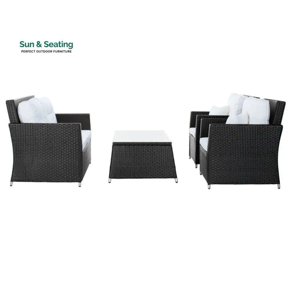 Moreau Outdoor Sofa Set 2 Seater 2 Single seater and 1 Center Table (Black + White) Sofa Sets