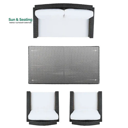 Moreau Outdoor Sofa Set 2 Seater 2 Single seater and 1 Center Table (Black + White) Sofa Sets