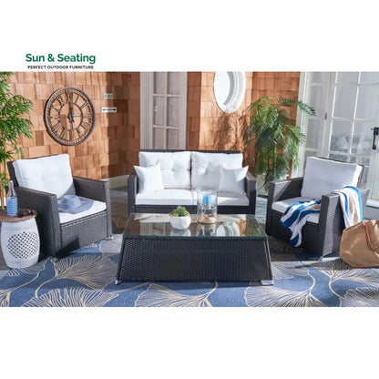 Moreau Outdoor Sofa Set 2 Seater 2 Single seater and 1 Center Table (Black + White) Sofa Sets