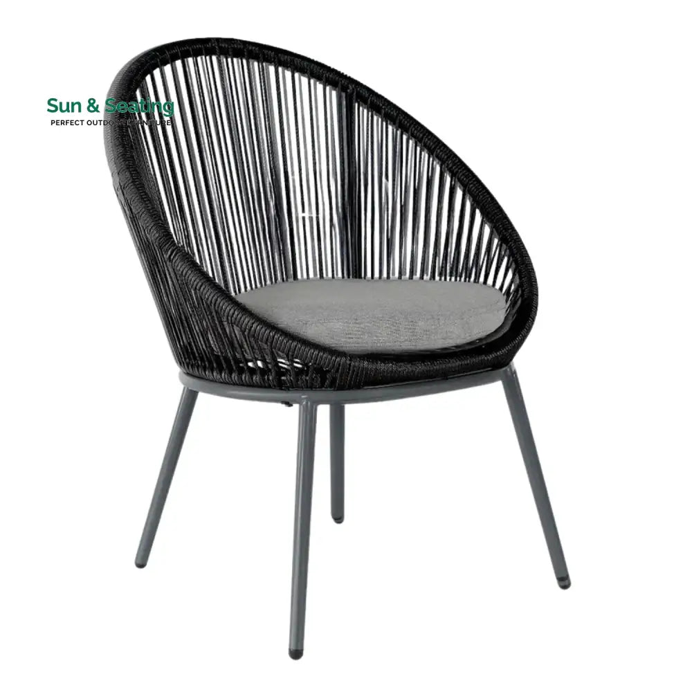 Morgan 5-Piece Outdoor Patio Dining Set with Rope Chairs &amp; Glass Top Table Dining Set