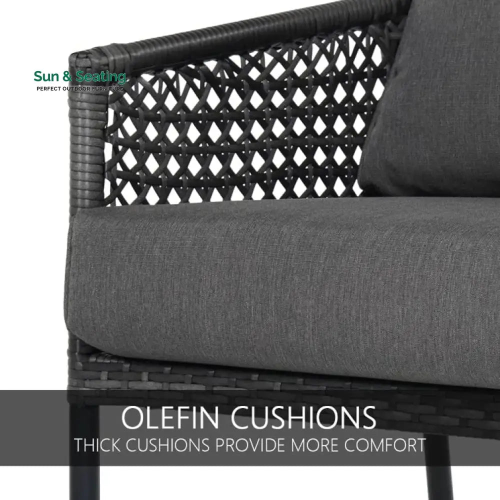 Morton Outdoor Patio Seating Set 2 Chairs and 1 Table Set (Dark Grey) Coffee Table Sets