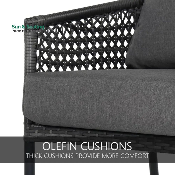 Morton Outdoor Patio Seating Set 2 Chairs and 1 Table Set (Dark Grey) Coffee Table Sets