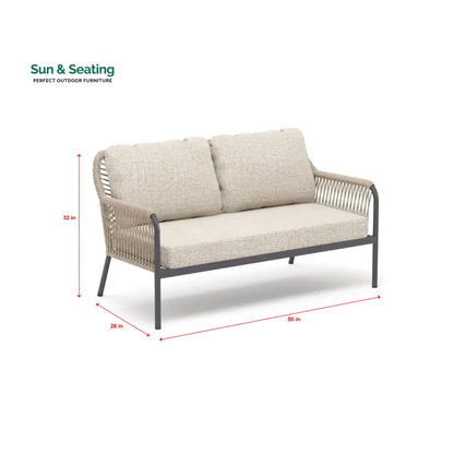 Morvos Outdoor Garden Balcony Sofa Set 2 Seater,2 Single seater and 2 Center Table Set (Tan) Sofa Sets