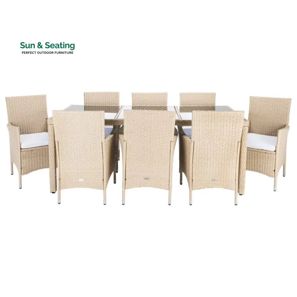 Moze Outdoor Patio Dining Set 8 Chairs and 1 Table (Beige) Dining sets
