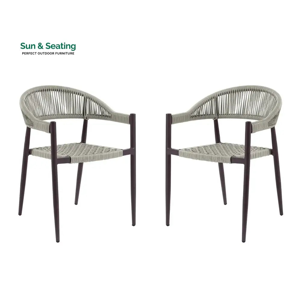 Mrinalini 2-Piece Outdoor Rope Patio Dining Chairs Dinning Chairs