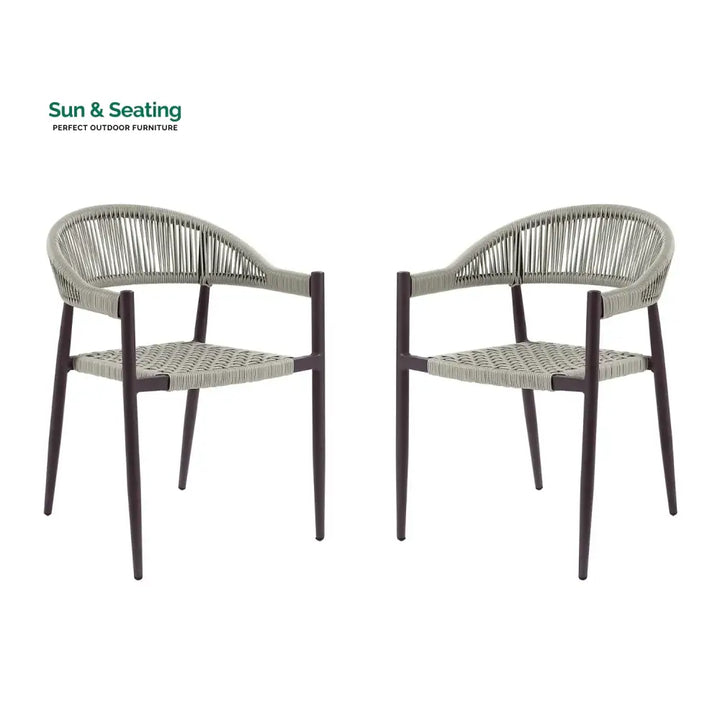 Mrinalini 2-Piece Outdoor Rope Patio Dining Chairs Dinning Chairs