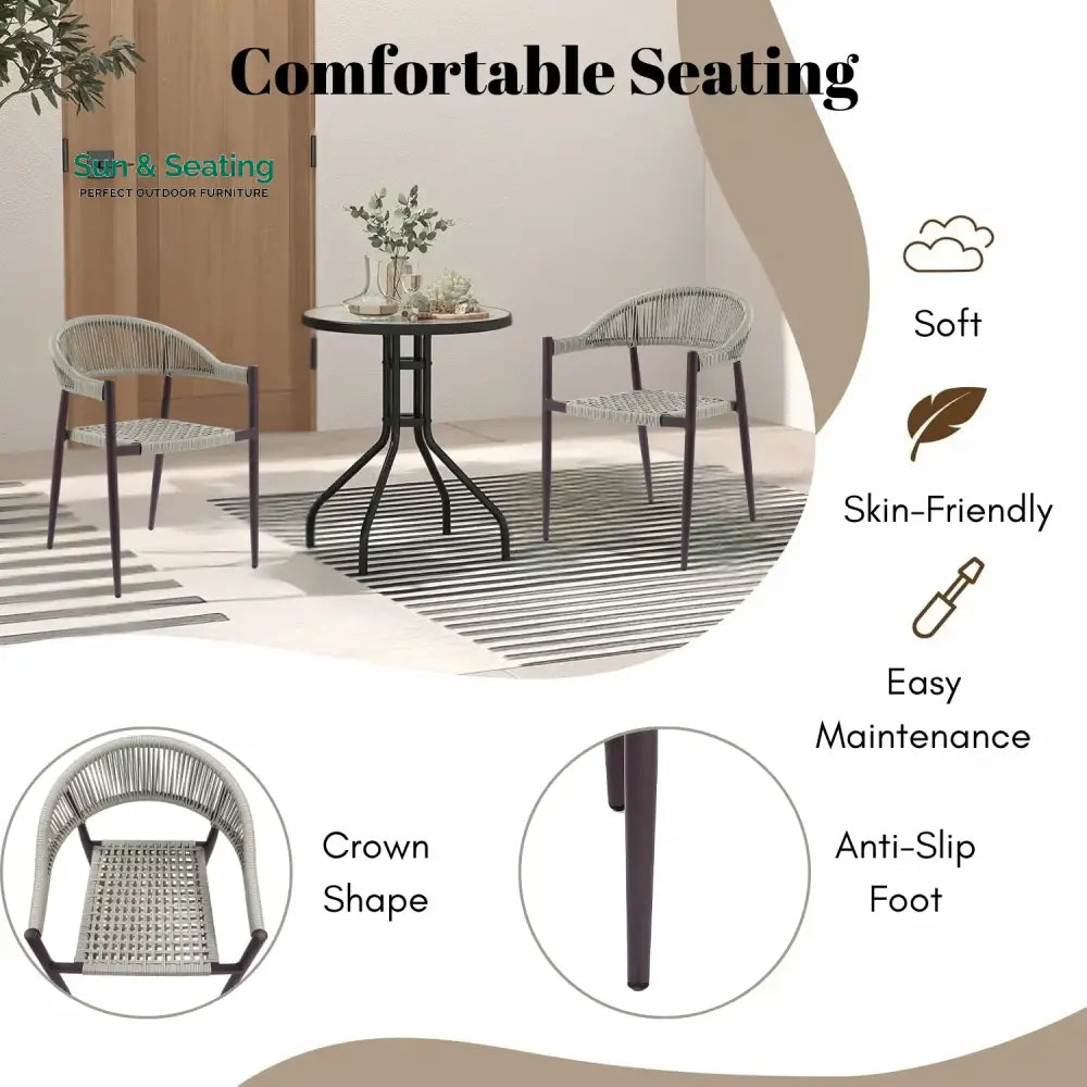 Mrinalini 2-Piece Outdoor Rope Patio Dining Chairs Dinning Chairs